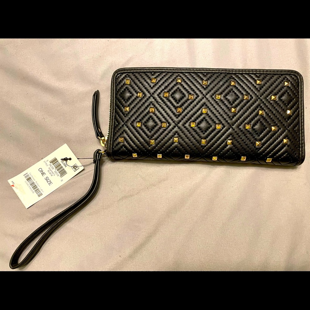 Clearance: NEW - INC or International Concepts Black clutch/wallet gold accents